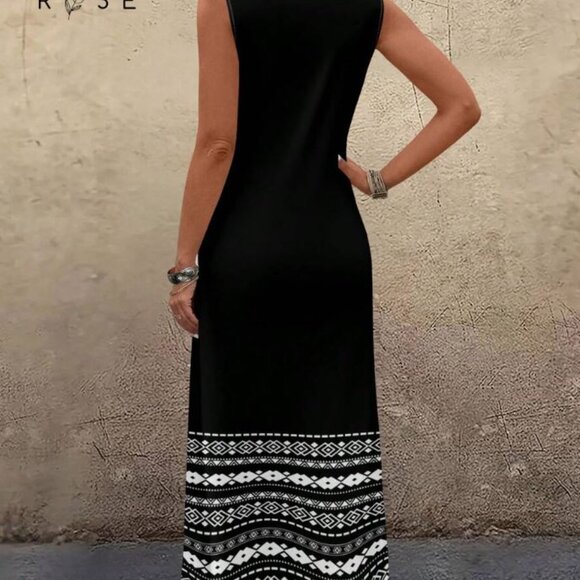 Chic Black and White Maxi Dress - Picture 2 of 7